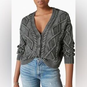 Lucky Brand Gray Cable Cardigan NWT